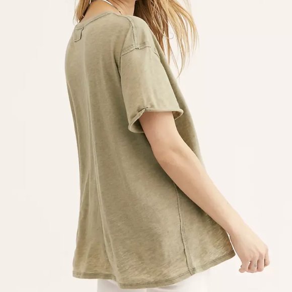 Free People Oversized Clarity Ringer Tee Top Rust Sage Size M, new with tags - Picture 2 of 4
